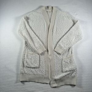 Bobbie Brooks Women’s Size Small Ivory Popcorn Knit Open Front Cardigan